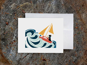 Sailing Pup Blank Greeting Card (provides 2 meals)