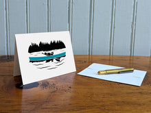 Load image into Gallery viewer, Canoeing Pup Blank Greeting Card (provides 2 meals)