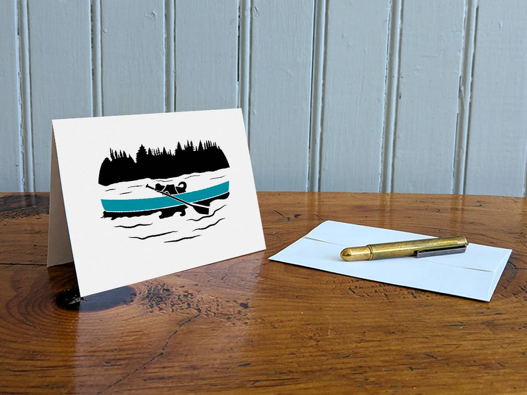 Canoeing Pup Blank Greeting Card (provides 2 meals)