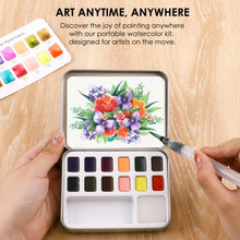 Load image into Gallery viewer, Watercolor Pocket Set Of 12 With Brush - Floral Colors