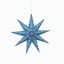 Load image into Gallery viewer, Phoenix ~ 9 Pointer, 17&quot;, Turquoise Paper Star Lantern Light (provides 12 meals)