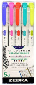 Zebra Mildliner Double Ended Highlighter 5 Packs (provides 5 meals)