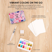 Load image into Gallery viewer, Watercolor Pocket Set Of 12 With Brush - Floral Colors