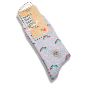 Socks that Save LGBTQ Lives (Radiant Rainbows): Medium (provides 6 meals)