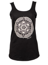 Load image into Gallery viewer, Front image of women&#39;s relaxed fit Black Mandala Tank