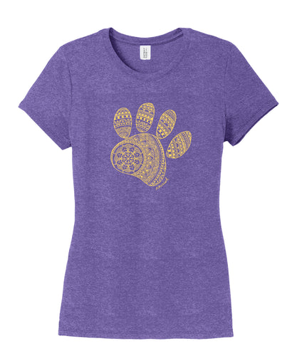 BSCSD Mandala Paw Women's Crew T-shirt - Purple (provides 12 meals)