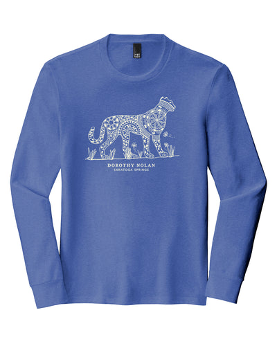 Dorothy Nolan Cheetah Adult Unisex Long Sleeve T-Shirt - Blue (provides 8 meals)