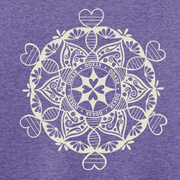 Purple tank top with a white mandala design on a white background