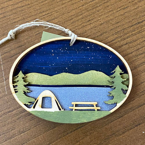 Nighttime Camping Wooden Ornament (provides 7 meals)