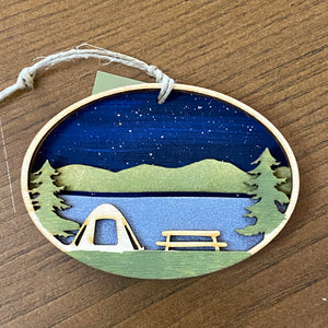 Nighttime Camping Wooden Ornament (provides 7 meals)
