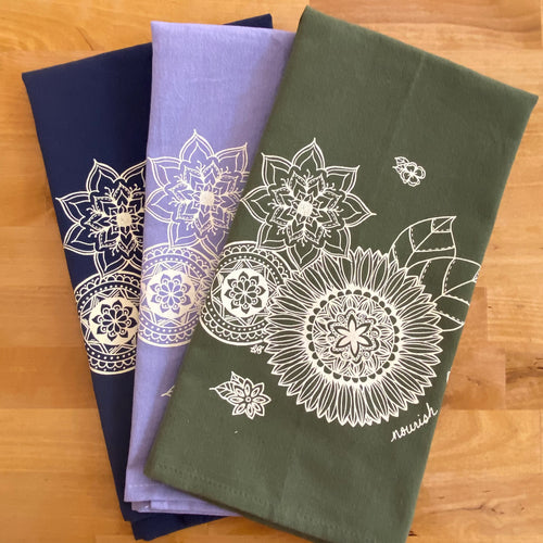 Mandala Blooms Kitchen Towels (provides 6 meals)
