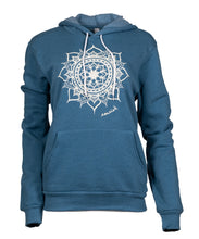 Load image into Gallery viewer, Heathered Teal Mandala Hooded Sweatshirt (provides 22 meals)
