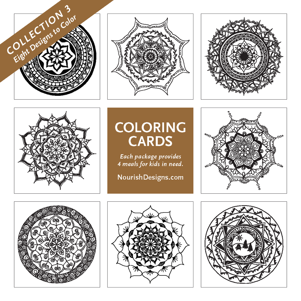 Back of the collection 3 coloring cards 