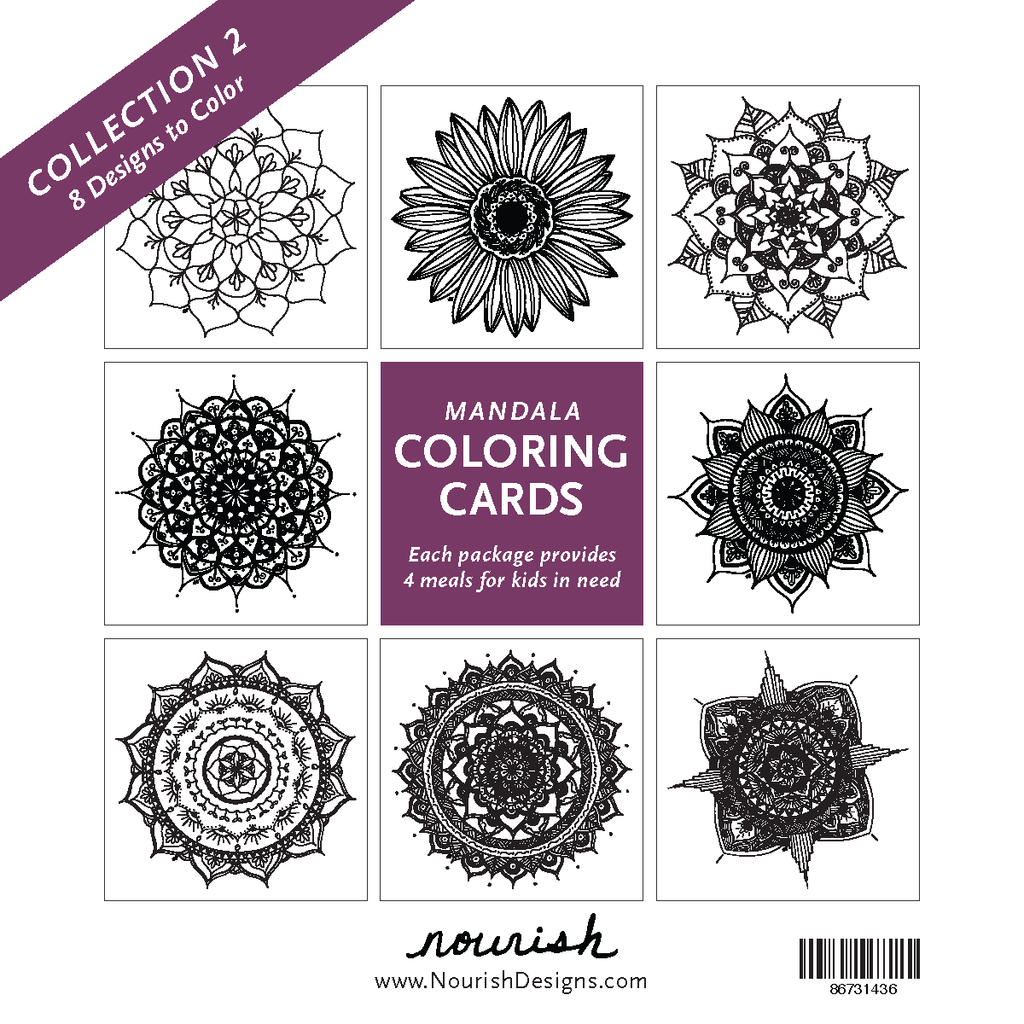 Back of the packaging for Collection 2 of the coloring card pack