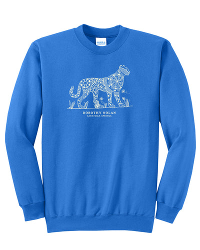 Dorothy Nolan Cheetah Adult Crew Sweatshirt - Blue (provides 12 meals)