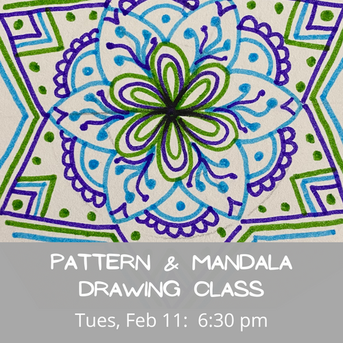 Pattern and Mandala Drawing Workshop Feb 11 @ 6:30 pm (Provides 12 meals)