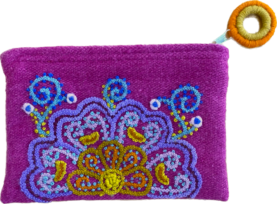 Product Image: Embroidered Wool Zippered Purse - Comina 