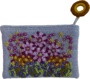 Product Image: Embroidered Wool Zippered Purse - Freshwater