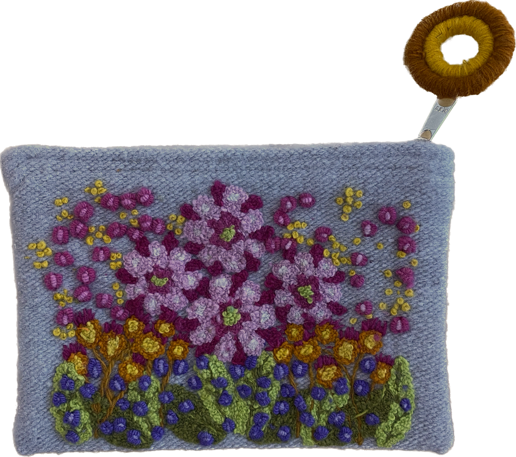 Product Image: Embroidered Wool Zippered Purse - Freshwater
