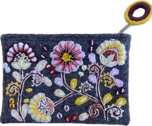 Product Image: Embroidered Wool Zippered Purse - Heather Grey 