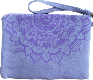 product photo:  lavender clutch with purple design
