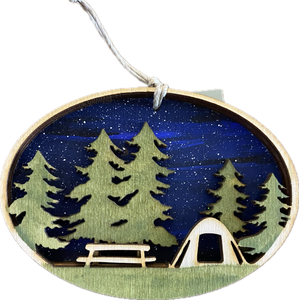 Nighttime Camping Wooden Ornament (provides 6 meals)