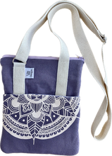 Load image into Gallery viewer, Back View - Upcycled Nourish Zip-Top Cross Body Bag - lavender 