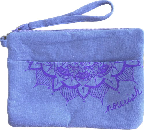 product photo:  lavender clutch with purple design