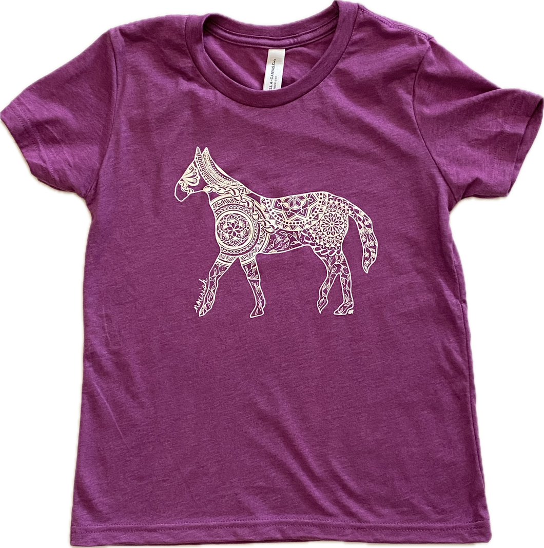 Youth Horse T-Shirt - Magenta (provides 8 meals)