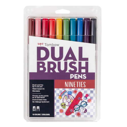 Dual Brush Pen Art Markers 10-Pack, Nineties (12 meals)