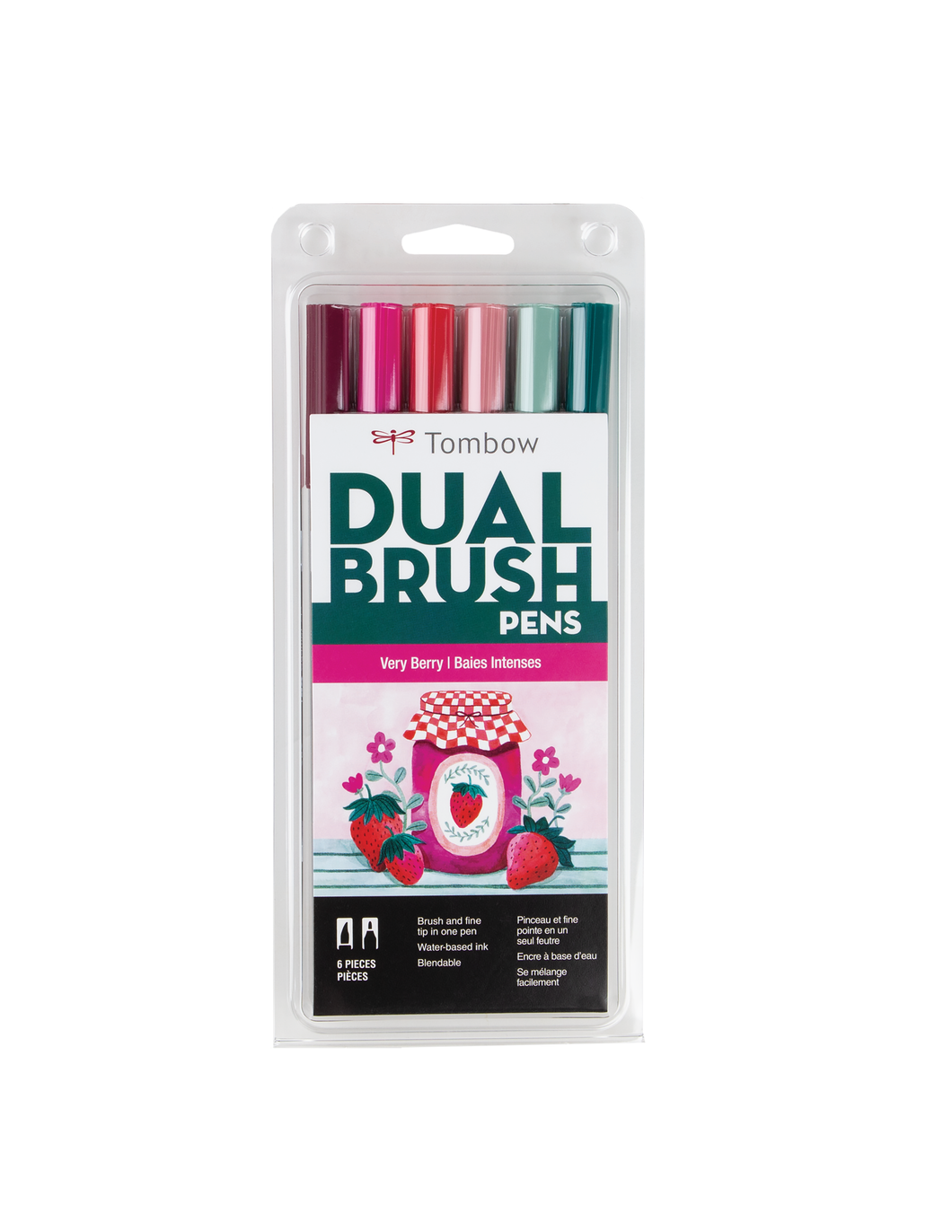 Dual Brush Pen Art Markers, Very Berry, 6-Pack (6 meals)