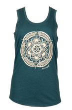Load image into Gallery viewer, Women&#39;s Racerback Teal Mandala Tank (provides 10 meals)