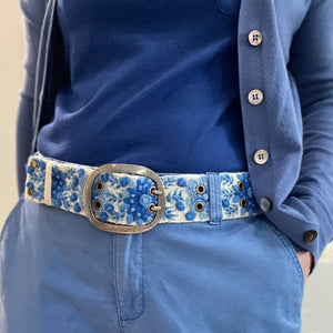 Embroidered Wool Belt: Forget-me-not (provides 24 meals)