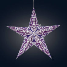 Load image into Gallery viewer, Phoenix ~ 5  Pointer, 24&quot;, Violet Paper Star Lantern Light