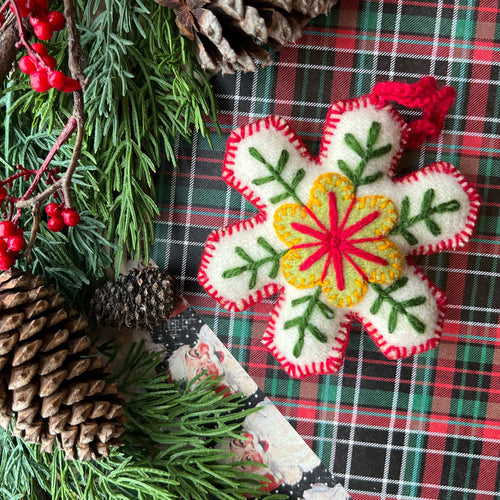 Classic Snowflake Embroidered Wool Christmas Ornament (provides 6 meals)