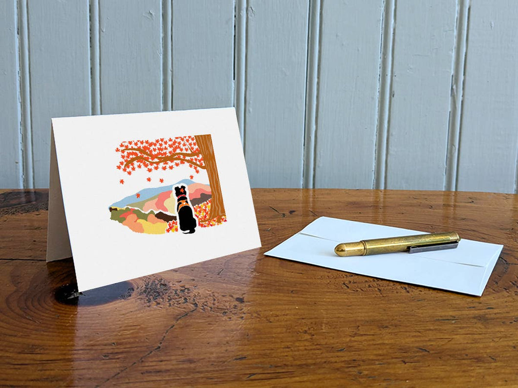 Fall Foliage Pup Blank Greeting Card (provides 2 meals)
