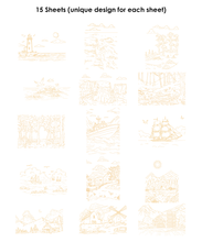 Load image into Gallery viewer, 15 Sheets 140LB Landscape-Themed Watercolor Coloring Book (provides 6 meals)