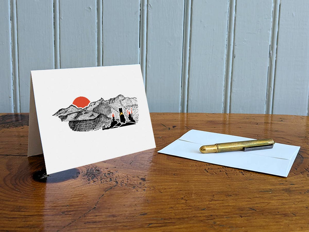 Montañas - Sunset Pup Blank Greeting Card (provides 2 meals)