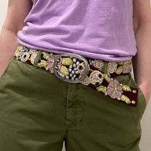 Load image into Gallery viewer, Embroidered Wool Belt:  Morning Glory Floral (provides 24 meals)