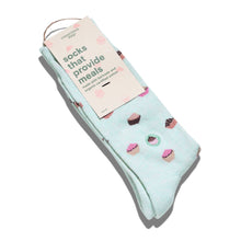 Load image into Gallery viewer, Socks that Provide Meals (Blue Cupcakes) (provides 6 meals)