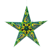 Load image into Gallery viewer, Gaea 5 Point 24&quot; Green / Yellow Paper Star Lantern Light