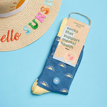 Load image into Gallery viewer, Socks that Support Mental Health (Rising Suns): Small (provides 6 meals)