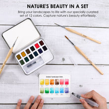 Load image into Gallery viewer, Watercolor Pocket Set Of 12 With Brush - Landscape Colors (provides 5 meals)