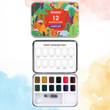 Load image into Gallery viewer, Watercolor Pocket Set Of 12 With Brush - Landscape Colors (provides 5 meals)