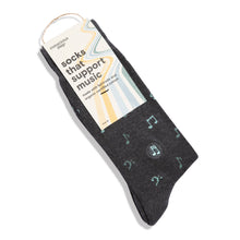 Load image into Gallery viewer, Socks that Support Music (Gray Music Notes) (provides 6 meals)