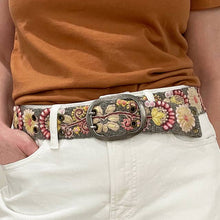 Load image into Gallery viewer, Heather Gray Floral Embroidered Wool Belt (provides 24 meals)