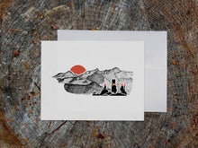 Load image into Gallery viewer, Montañas - Sunset Pup Blank Greeting Card (provides 2 meals)