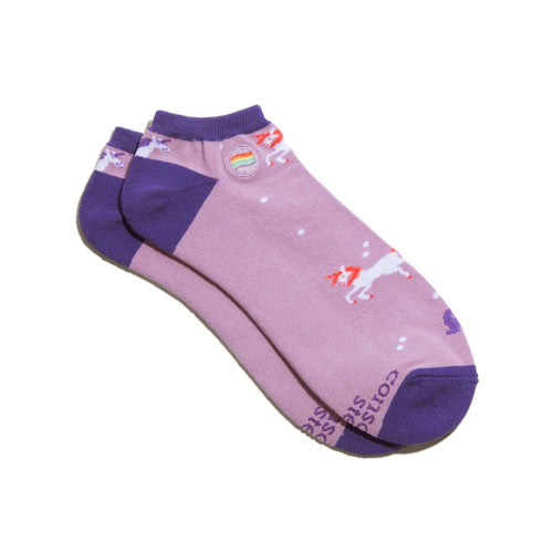 Ankle Socks that Save LGBTQ Lives (Purple Unicorns) (provides 6 meals)