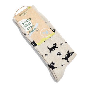 Socks that Save Cats (Beige Cats): Small (provides 6 meals)