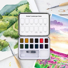 Load image into Gallery viewer, Watercolor Pocket Set Of 12 With Brush - Landscape Colors (provides 5 meals)